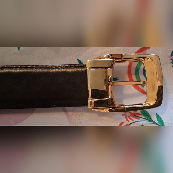 EUC Montblanc Black Snake Emboss Casual Business Belt w/ Brass Buckle 48in - Picture 4 of 7